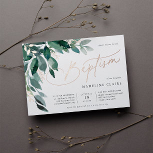 Invitation En Aluminium Feuillage Abondant Baptême Botanique Vert
