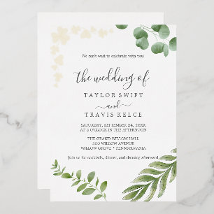 Invitation En Aluminium Feuillage aéré Mariage de feuilles de papier dor
