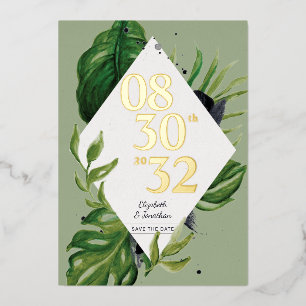 Invitation En Aluminium Feuillage de jungle tropical moderne vert enregist