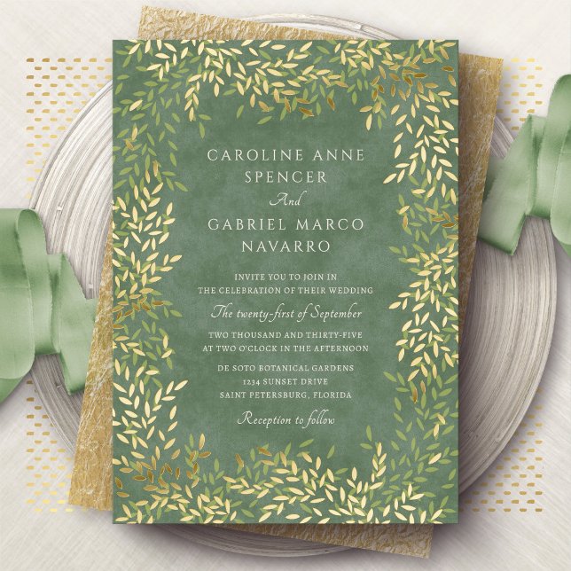 Invitation En Aluminium Feuillage de printemps et d'été Feuilles Vertes Ma (Créateur téléchargé)