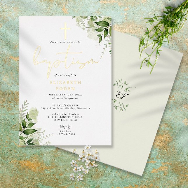 Invitation En Aluminium Feuillage de verdure rustique élégant monogramme b (Créateur téléchargé)