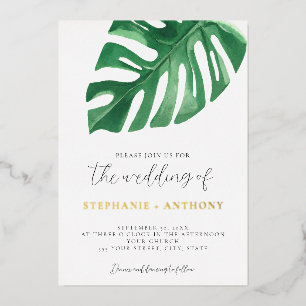 Invitation En Aluminium Feuillage tropical Monstera Mariage d'été