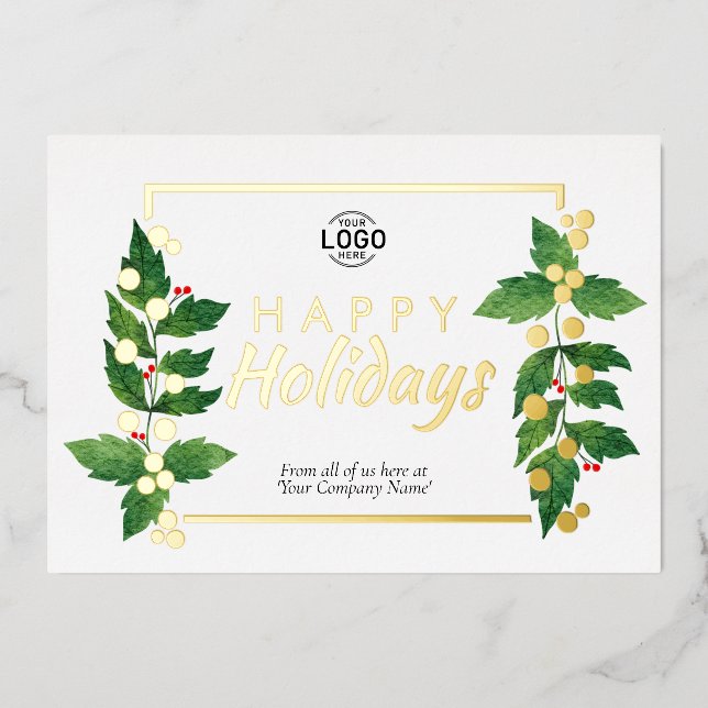 Invitation En Aluminium Feuille Business Happy Holidays Real Gold Foil Car (Recto)