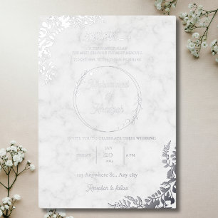 Invitation En Aluminium Feuille d'argent Ornat Marbre blanc musulman Maria