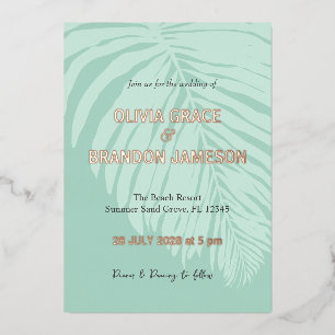 Invitation En Aluminium Feuille de palmier tropicale de mariage menthe