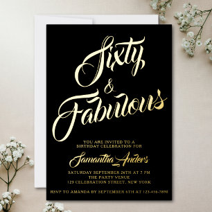 Invitation En Aluminium Feuille d'Or Cinquante et Fantastique Écriture 60e