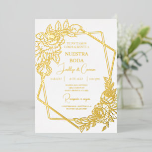 Invitation En Aluminium Feuille d'or Mariage espagnol