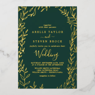 Invitation En Aluminium Feuille minimale Gold Foil Emerald Mariage