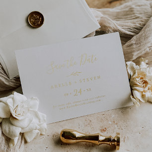Invitation En Aluminium Feuille minimale Gold Foil Horizontal Enregistre