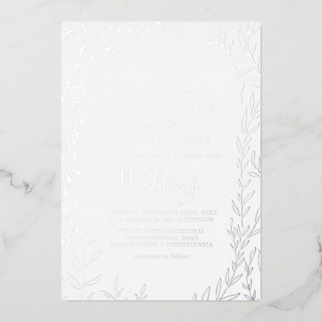 Invitation En Aluminium Feuille minimale | Mariage de cadre à huile d'arge (Recto)