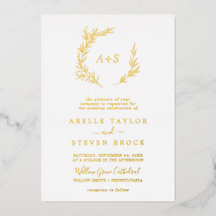 Invitation En Aluminium Feuille minimale   Mariage de monogramme officiel 