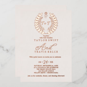 Invitation En Aluminium Feuille minimale Mariage Rose de monogramme d'hu