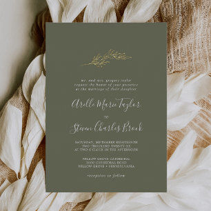 Invitation En Aluminium Feuille minimale   Mariage traditionnel Foil Dark 