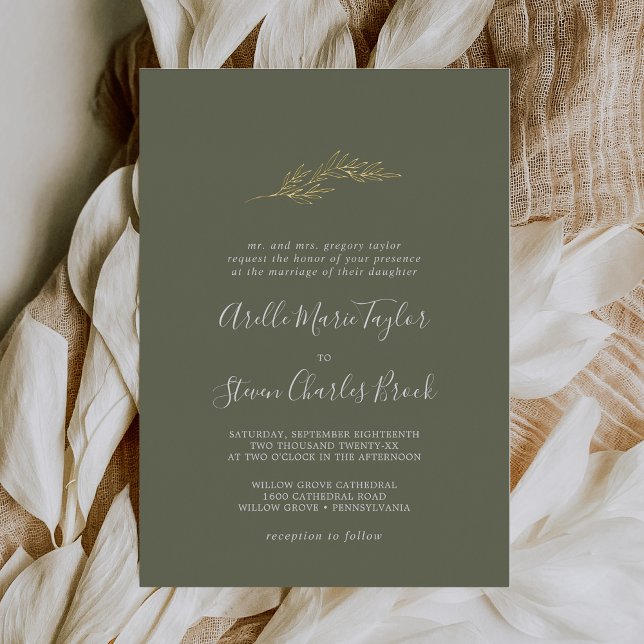 Invitation En Aluminium Feuille minimale | Mariage traditionnel Foil Dark  (Créateur téléchargé)