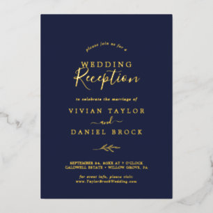 Invitation En Aluminium Feuille minimale Réception de mariage Gold Foil