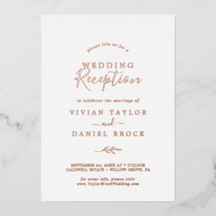 Invitation En Aluminium Feuille minimale Réception de mariage Rose Gold