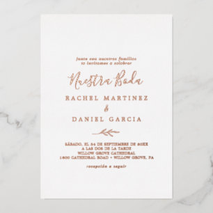 Invitation En Aluminium Feuille minimale Rose Gold Foil espagnol Nuestra