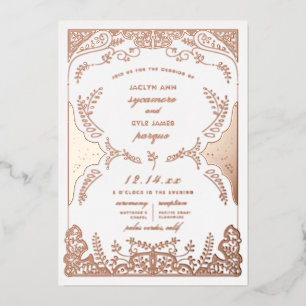 Invitation En Aluminium Feuille tourbillonnant Mariage lunaire Rose or