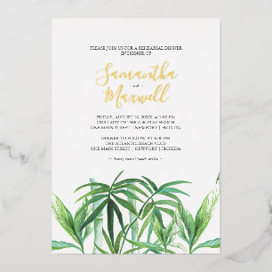 Invitation En Aluminium Feuille tropicale Aquarelle Mariage Foil Invitatio