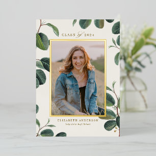 Invitation En Aluminium Feuilles botaniques à l'aquarelle Beige Photo Remi