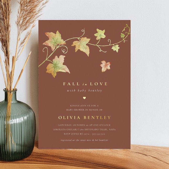 Invitation En Aluminium Feuilles d'automne Baby shower d'automne moderne (Créateur téléchargé)