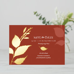 Invitation En Aluminium Feuilles d'automne Orange Friendsgiving Enregistre