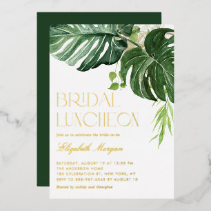 Invitation En Aluminium Feuilles de Monstera à l'aquarelle Déjeuner de mar