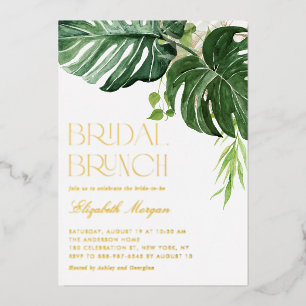 Invitation En Aluminium Feuilles de Monstera aquarelle Brunch de mariage t