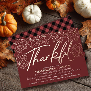 Invitation En Aluminium Feuilles de remerciement d'automne rouges modernes