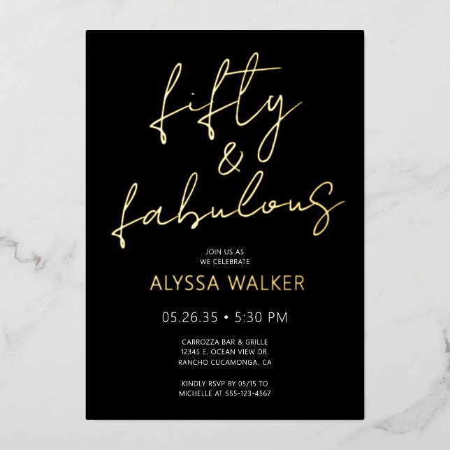 Invitation En Aluminium Fifty and Fabulous 50th Birthday (Recto)