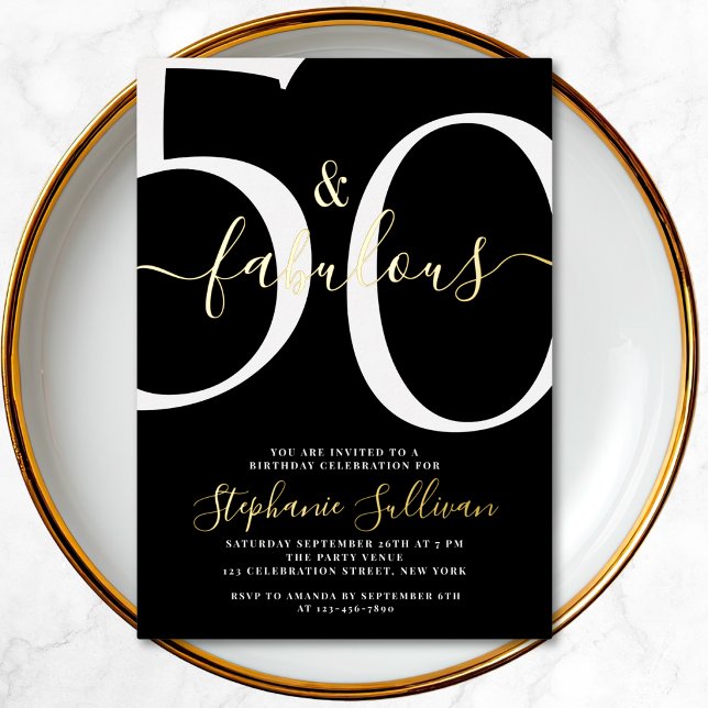 Invitation En Aluminium Fifty and Fabulous Script 50th Birthday Party  (Créateur téléchargé)
