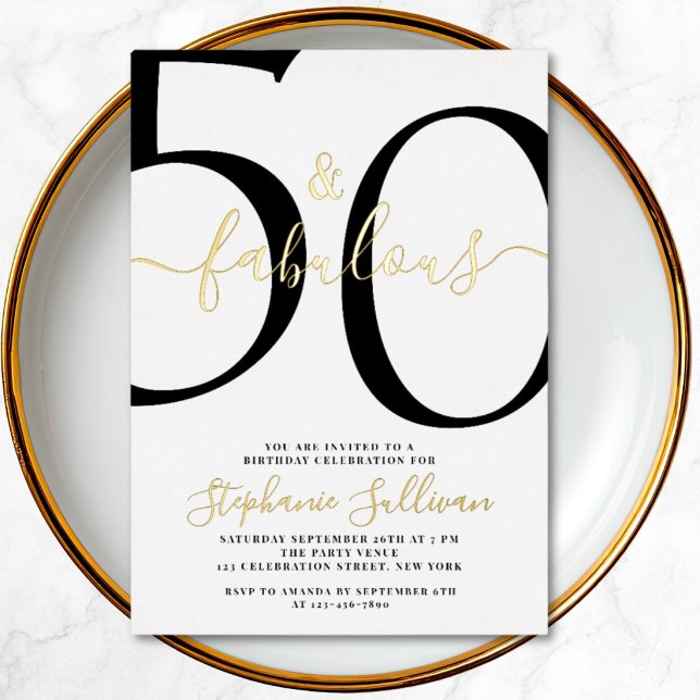 Invitation En Aluminium Fifty and Fabulous Script 50th Birthday Party  (Créateur téléchargé)
