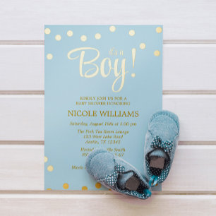 Invitation En Aluminium Fille de Baby Shower Confettis Rose et Or Faux