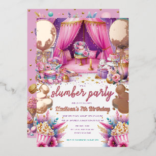 Invitation En Aluminium Fille de fête d'anniversaire Rose Gold Slumber Par