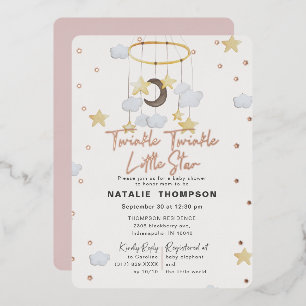 Invitation En Aluminium Fille de l'étoile scintillante rose Baby Shower