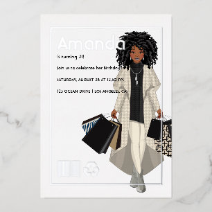 Invitation En Aluminium Fille de shopping de couverture de magazine pour f