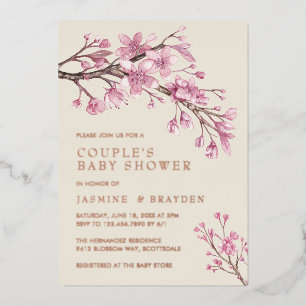Invitation En Aluminium Fille Florale Rose Couples Baby Shower Rose Gold
