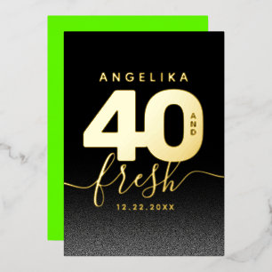 Invitation En Aluminium Fille moderne vert brillant 40 et frais