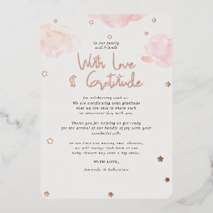 Invitation En Aluminium Fille Nuages Roses Baby Shower Flat Merci F