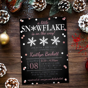 Invitation En Aluminium Filles Petit Flocon de Neige Baby Shower Réel d'Hi