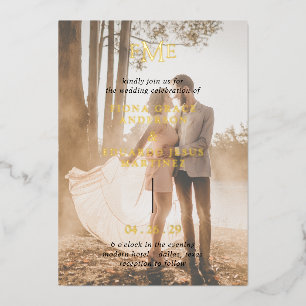 Invitation En Aluminium Fiona Photo Gras Monogramme Mariage Moderne