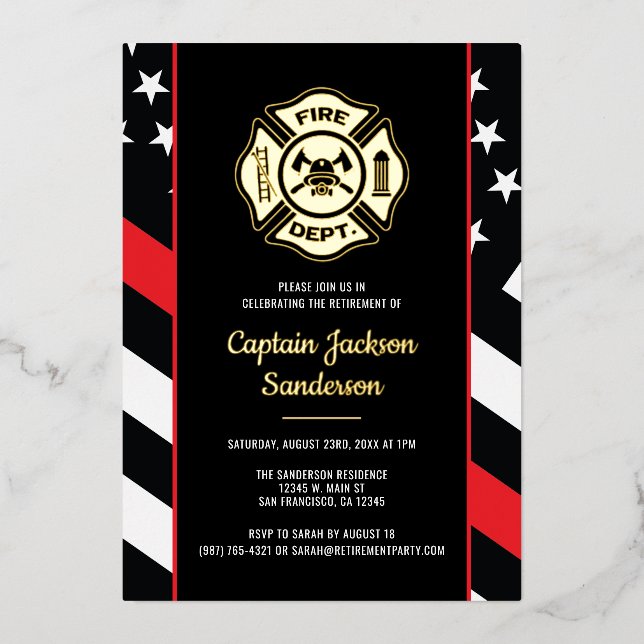 Invitation En Aluminium Fireman Fire Department Firefighter Retirement (Recto)