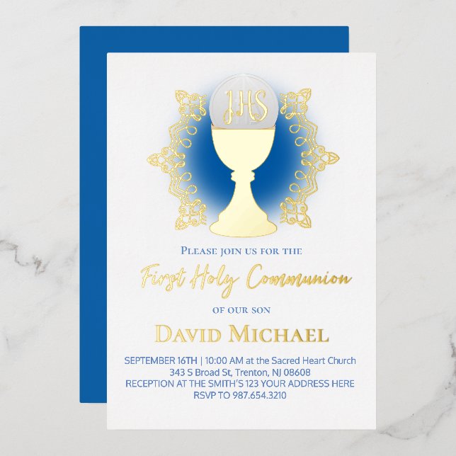 Invitation En Aluminium First Holy Communion boy (Recto/Verso)