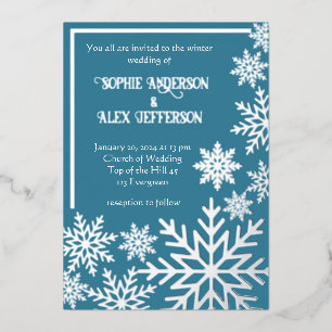 Invitation En Aluminium Flacon de neige en feuille de mariage d'hiver sur