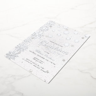 Invitation En Aluminium Flamme de neige moderne Neige Blanche fête de Noël