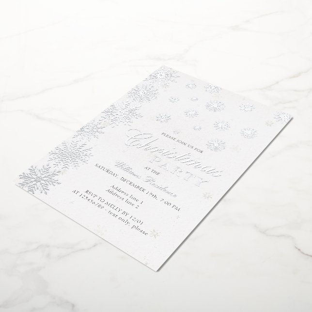 Invitation En Aluminium Flamme de neige moderne Neige Blanche fête de Noël (Rotation)