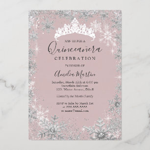Invitation En Aluminium Fléau de neige blanc Silver Quinceanera