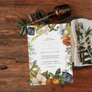 Invitation En Aluminium Fleur de Citron Floral de Fin d'Été Mariage Bota