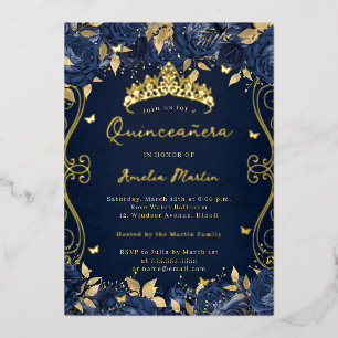 Invitation En Aluminium Fleur de défilement de tourbillon de marine d'or Q