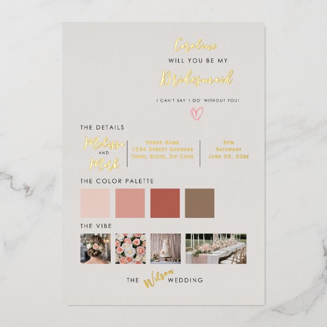 Invitation En Aluminium Fleur de Pêche Tropicale Serez-vous ma servante d' (Recto)